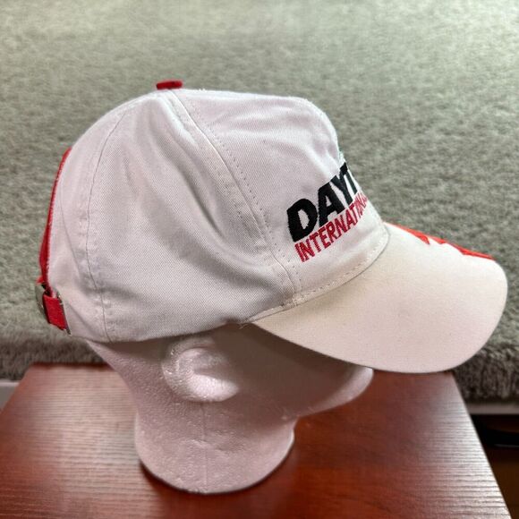 VINTAGE Daytona Speedway Hat Mens White Red Shark Tooth Strapback NASCAR 90s * - Picture 6 of 10